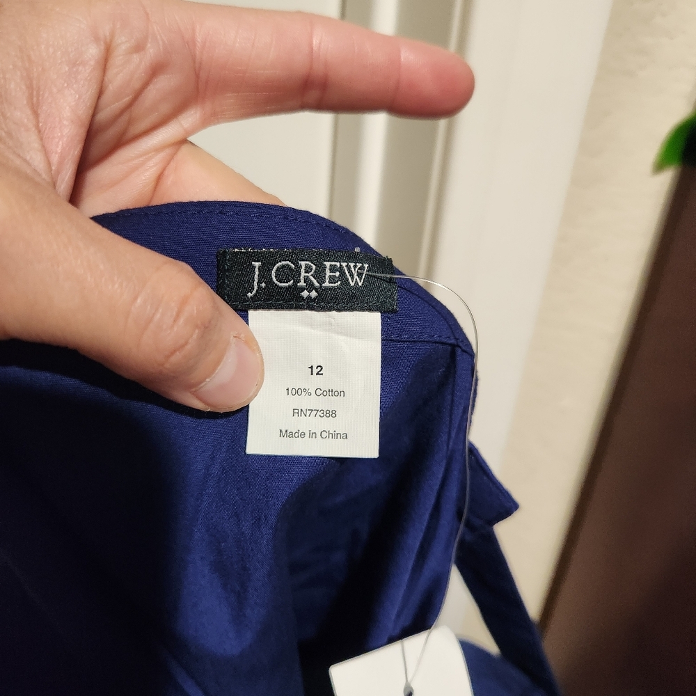 J. Crew Blue Sleeveless Cotton Dress NEW Size 12 Vacation Resort - Picture 2 of 4